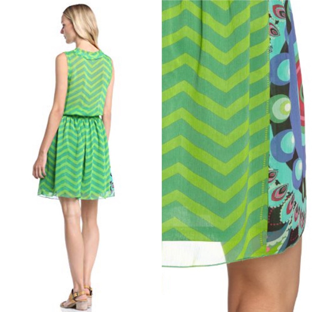 DESIGUAL | Damen Kleid Dress In Green w/ Designs - Picture 3 of 8